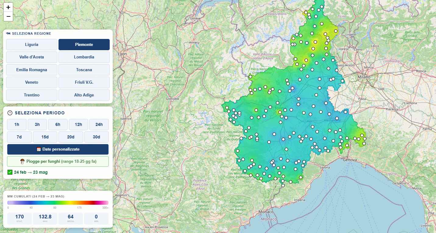 Mappa precipitazioni Piemonte